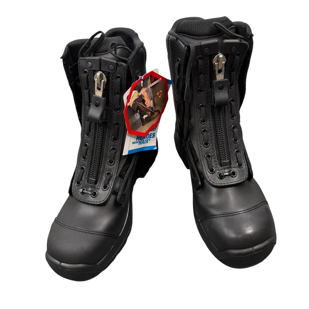 HAIX Airpower R1 Boots Men 7.5 M Black Leather Front Zip Crosstech Fire EMS